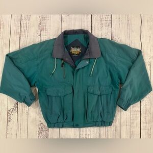 Vintage Dunbrooke Bomber Jacket Teal Green Made in Korea 90s Windbreaker
